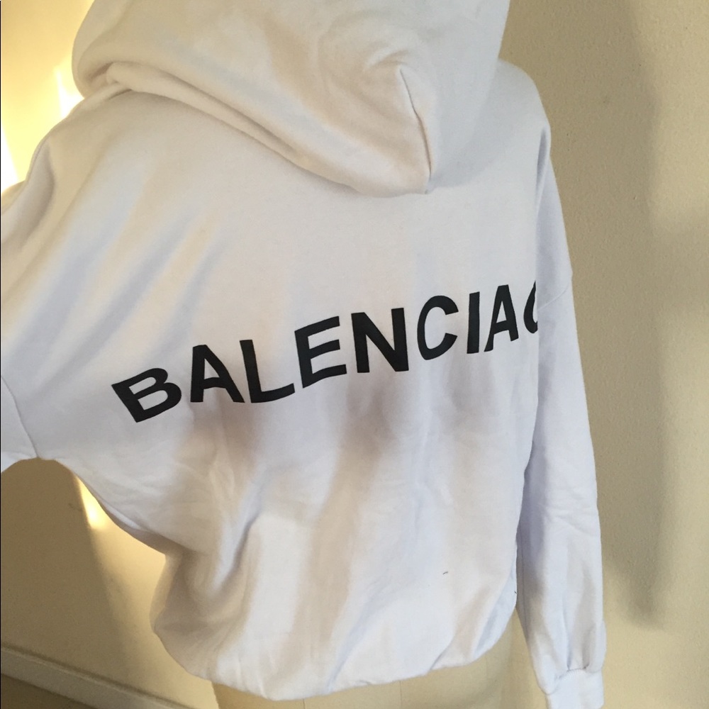 Balenciaga white cotton hoodie m